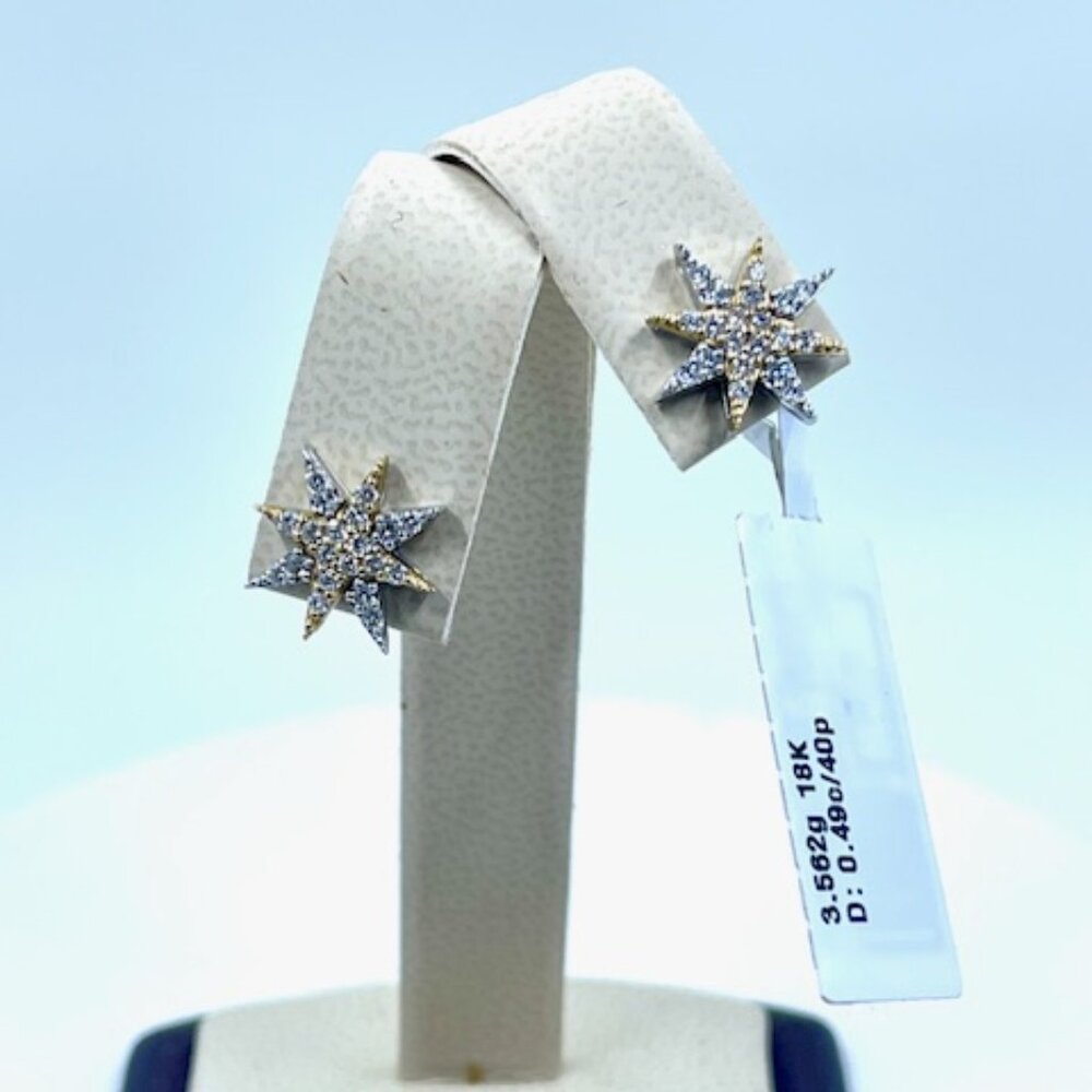 Diamond earrings in 18k white & yellow gold